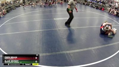 95 lbs Round 2 (6 Team) - Owen Braun, North Dakota 1 vs Blaze Sevigny, South Dakota Thunder