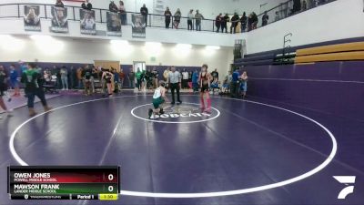 115 lbs Semifinal - Owen Jones, Powell Middle School vs Mawson Frank, Lander Middle School