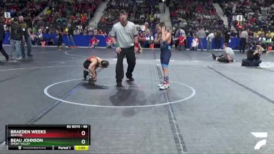 88 lbs Champ. Round 1 - Braeden Weeks, Newton vs Beau Johnson, Smoky Valley