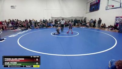 103-104 lbs Round 2 - Kaze Moore, Centennial Middle School vs Tyson Allen-Cross, Douglas Middle School