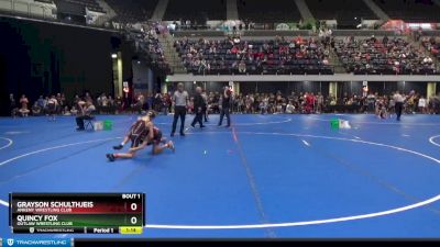 90 lbs Champ. Round 1 - Grayson Schulthjeis, Ankeny Wrestling Club vs Quincy Fox, Outlaw Wrestling Club