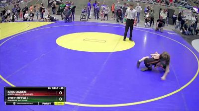 45 lbs Quarterfinal - Aria Ogden, North Valley Jr Knights vs Zoey McCall, Oakridge Mat Club