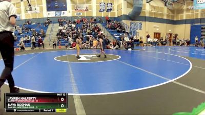 43 lbs Round 2 (8 Team) - Jayren Halferty, Garrett Wrestling Club vs Naya Rosman, Oak Hill Wrestling Club