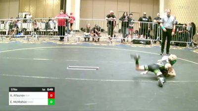 57 lbs Consi Of 8 #2 - Adlan Afaunov, Elk Grove Wr Ac vs Easton McMahon, Shootbox WC