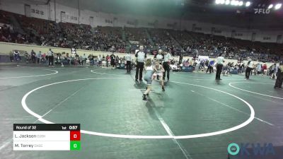 52 lbs Round Of 32 - Levi Jackson, Cushing Tigers vs Maverick Torrey, Choctaw Ironman Youth Wrestling