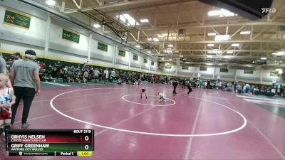 50 lbs Champ. Round 1 - Orhyis Nelsen, Coyote Wrestling Club vs Griff Greenhaw, Watford City Wolves