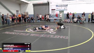 84 lbs Cons. Round 1 - Brayden Rife, North Pole Wrestling Club vs Karson Ivey, Soldotna Whalers Wrestling Club