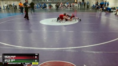 130 lbs Quarterfinals (8 Team) - Micah Haas, Centennial vs Bryce Siem, St. James