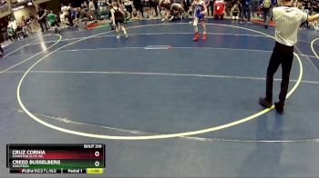 74 lbs Cons. Round 2 - Cruz Cornia, Evanston Elite WC vs Creed Busselberg, Shootbox