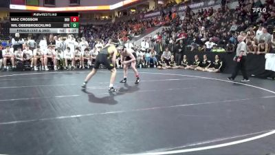 138 lbs Finals (1st & 3rd) - Wil Oberbroeckling, Southeast Polk vs Mac Crosson, Indianola