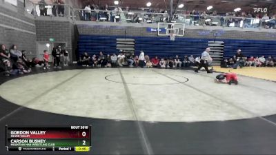 66 lbs Cons. Round 2 - Carson Bushey, Mountain Man Wrestling Club vs Gordon Valley, Silver Valley