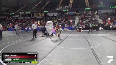 70 lbs Quarterfinal - Billeigh Lampe, St. Francis vs Bailey Baird, WR- Topeka Blue Thunder