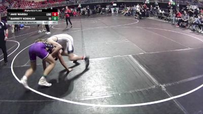 160 lbs 1st Place Match - Jake Waegli, Lincoln Squires Wrestling Club vs Barrett Koehler, Battle Creek