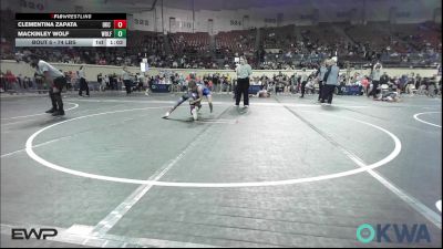 74 lbs 3rd Place - Clementina Zapata, OKC Saints Wrestling vs Mackinley Wolf, Wolfpak Wrestling