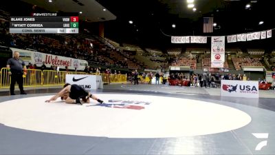 Cadet Boys Upper - 157 lbs Cons. Semis - Wyatt Corriea, Liberty Ranch High School Wrestling vs Blake Jones, Vacaville High School Wrestling
