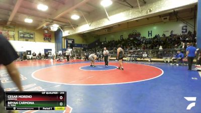 215 lbs Cons. Round 2 - Bryan Carmona, El Toro vs Cesar Moreno, Cerritos