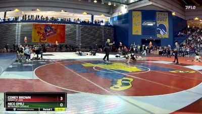 106 lbs Quarterfinal - Nico Emili, Bethlehem Catholic vs Corey Brown, Mount St Joes