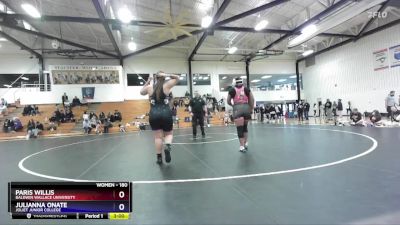 180 lbs Round 3 - Paris Willis, Baldwin Wallace University vs Julianna Onate, Joliet Junior College