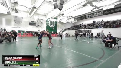 120 lbs Cons. Round 4 - Sophia Sims, Santa Rosa Academy vs Brooke Bobbette, Paloma Valley