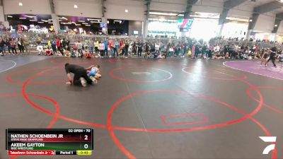 70 lbs 3rd Place Match - Akeem Gayton, Rise Wrestling vs Nathen Schoenbein Jr, Steve Page Grappling