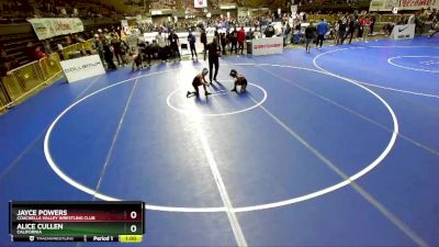 85 lbs Cons. Round 2 - Jayce Powers, Coachella Valley Wrestling Club vs Alice Cullen, California