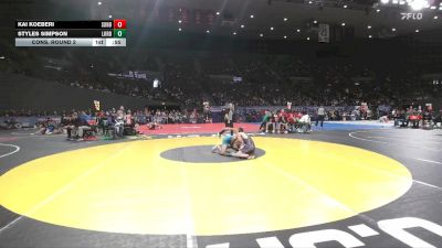 6A Boys 144 lbs Cons. Round 2 - Kai Koeberi, Sunset Boys vs Styles Simpson, Lakeridge Boys