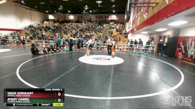 145 lbs Cons. Round 2 - Emery Harris, Lander Middle School vs Wade Gernhart, Powell Middle School