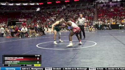 1A-182 lbs Quarterfinal - Carson Hartz, Columbus Catholic vs Deontez Williams, Pocahontas Area