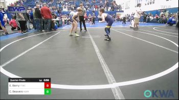 100 lbs Quarterfinal - Ethan Berry, Team Tulsa Wrestling Club vs Cayden Beavers, Harrah Little League Wrestling