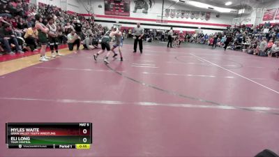 95-100 lbs Cons. Semi - Myles Waite, Grain Valley Youth Wrestling vs Eli Long, Team Central