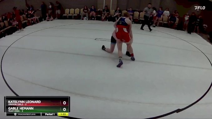 113 lbs Round 4 (8 Team) - Gable Hemann, Team Iowa vs Katelynn Leonard ...