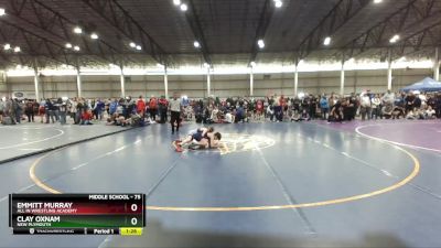 75 lbs Quarterfinal - Emmitt Murray, All In Wrestling Academy vs Clay Oxnam, New Plymouth