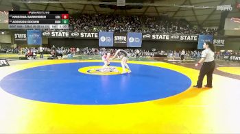 Girls 1B/2B/1A 170 Champ. Round 1 - Kristina Barkhimer, Columbia (White Salmon) (Girls) vs Addison Brown, Okanogan (Girls)