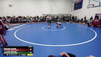 125-127 lbs Round 2 - Cooper Marvel, Centennial Middle School vs Fischer Massie, Torrington Middle School