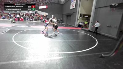 120 lbs Champ. Round 2 - JaMychael Mergen, Prairie Wrestling vs Jordan Katelhut, Victory School Of Wrestling