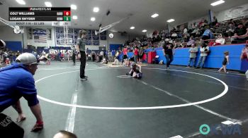 52 lbs Quarterfinal - Colt Williams, Harrah Little League Wrestling vs Logan Snyder, Hennessey Takedown Club