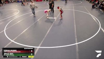 92 lbs Quarterfinal - Bryce Siem, St. James Cyclones vs Keiran Gehrke, West Central Wrestling Club