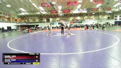136 lbs Cons. Round 1 - River Todd, Vanguard vs Isabel Jues, Iowa Lakes CC