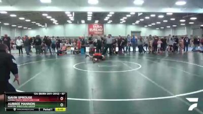 67 lbs Champ. Round 1 - Gavin Sprouse, Louisa Youth Wrestling Club vs Aubree Mannon, Norton Wrestling Group