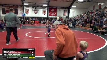 Bracket 1 lbs Round 2 - Elena Watts, West Burlington Notre Dame vs Roxanne Milligan, Keokuk Kids Wrestling Club