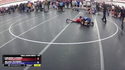 140 lbs Round 3 - Lesliegh Lovings, MWC Wrestling Academy vs Selena McCrery, Nebraska Wrestling Academy