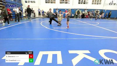 43 lbs Round Of 16 - Sadie Beavers, Harrah Little League Wrestling vs Maverick Crawford, Southmoore SaberCats Wrestling