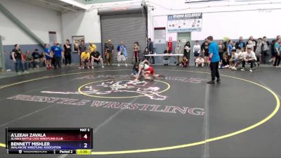 102 lbs Cons. Round 2 - Bennett Mishler, Avalanche Wrestling Association vs A`leeah Zavala, Alaska Battle Cats Wrestling Club