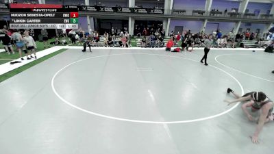 Junior Boys - 157 lbs Champ. Round 2 - Hudzon Sebesta-Opelt, CrassTrained: Weigh In Club vs Linkin Carter, Eastside Wrestling Club