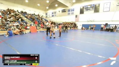 100 lbs Cons. Semi - Emma Martinez, Redwave vs Caro Caylee, Rancho Bernardo Wrestling Club