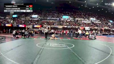 A - 118 lbs Quarterfinal - Jonah Casterline, Custer Co. (Miles City) vs Konner Heath, Laurel