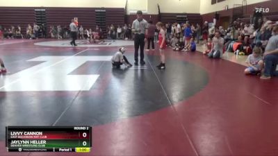 PW-2 lbs Round 2 - Livvy Cannon, East Buchanan Mat Club vs Jaylynn Heller, Denver Wrestling Club