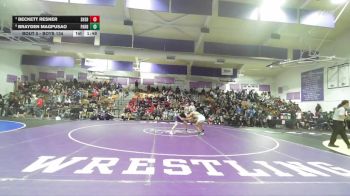 Boys 134 lbs Quarterfinal - Beckett Resner, Shasta Boys vs Brayden Magpusao, Paradise Boys