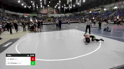 70 lbs Consi Of 8 #2 - Jaymasun West, Valley Bad Boys vs Noah Rhoden, Western Slope Warriors