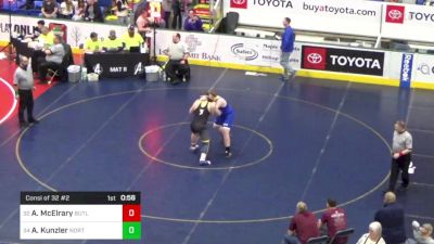 212 lbs Consi Of 32 #2 - Ace McElrary, Butler vs Avrey Kunzler, North East